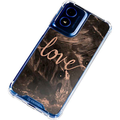 Love Rose Gold Black Moto G 5G (2024) Clear Case